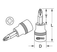 Douille tournevis ULTIMATE PHILLIPS 1/4' 37 mm - PH0 KS TOOLS - 911.1482