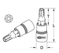 Douille tournevis ULTIMATE TORX® percé 1/4'', L.37 mm - T9 KSTOOLS - 9111485