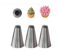 douilles 4B Lot de 3 douilles à douille for décoration de gâteaux, douilles à étoile ouverte for crème au beurre et cupcakes - Outils de pâtisserie professionnelle