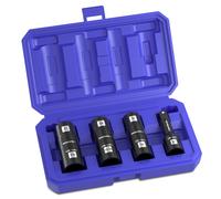 Douilles a Choc 1/2 WORKPRO, Jeu de 6 Douilles Flip en Acier Cr-Mo pour Jantes Aluminium, 17/19/21 mm, 3/4, 13/16, 7/8, Barre d'Extension 7.5 cm avec Coffret, Pour Ecrous de Roue en IN et CM