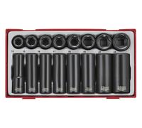 Douilles à choc courtes et longues TT1 tray 1/2'' 13- 24mm 16 pièces Teng Tools TT9116N