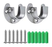 Douilles de Poteau de penderie en Acier Inoxydable, 2pcs Extrémité de Tige de penderie Robuste soutient Le Support de Tige de Bride avec vis, en Forme de U, Installation/Retrait Facile