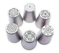 douilles Lot de 6 douilles de glaçage extra larges en acier inoxydable, en forme de tulipe russe, for décoration de cupcakes et biscuits à la crème professionnelle