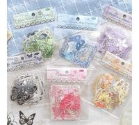Doukado Lot de 138 autocollants vintage 3D en forme de fleur, papillon et cadre de fenêtre, autocollants créatifs pour scrapbooking, journal intime, manuel, scrapbooking, fournitures pop-up