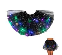 Doukesh Jupe Tutu LED Femme Jupe Tutu en Tulle à Paillettes avec Lumières LED Rétro Années 80 Fête Halloween Carnaval Costume pour Fête Cosplay 40CM