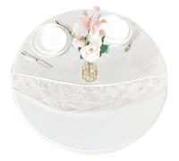 Doukesh Nappe Ronde Transparente PVC,Film Protection Table Transparent avec Bord Élastique,Nappe de Table Ronde en PVC,Nappe Ajustée en Vinyle,Nappes Imperméable pour D'extérieur et Intérieur (M)