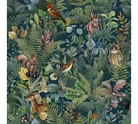 DOULITO Toile cirée au mètre - Largeur 140 cm - Animaux dans la forêt - Vert