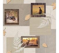 DOULITO Toile cirée au mètre - Largeur 140 cm - Chasse - Beige