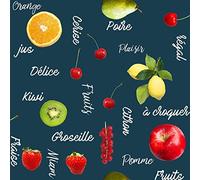 DOULITO Toile cirée au mètre - Largeur 140 cm - Fruits sur Fond Bleu - Bleu