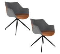 DOULTON - Lot de 2 fauteuils de repas en tissu gris Gris