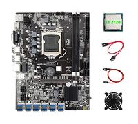 Doumneou Carte mère B75 ETH 12 PCIE vers USB 3.0 + processeur I3 2120 + ventilateur de refroidissement + câble commutateur + câble DDR3 LGA1155