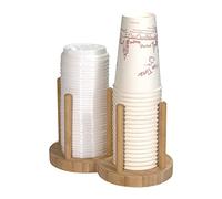 Doumneou Gobelet Jetable Support de Stockage Support éTagèRe Thé Tasses Distributeur en Bois avec Plus Long Bâton Tasse PréSentoir Organisateur,2