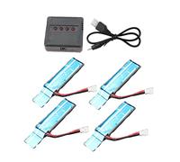 Doumneou Lot de 4 batteries Po 3,7 V 520 mAh 30 C avec chargeur USB pour hélicoptère XK K110 K110S V930 V977 RC