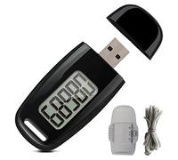 Doumneou Podomètre 3D simple avec batterie rechargeable, tracker de fitness, podomètre numérique, noir