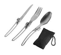 Doumneou Ustensiles de Cuisine Sac à Fourchette Spork Acier Inoxydable Couteau Pliant Ustensile CuillèRe Ensemble Combo Pique-Nique Camp Couverts Vaisselle Couverts
