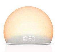 DOUMOSH Réveil lever du soleil avec bruit blanc - Réveil sonore et lumineux pour chambre à coucher - 20 aides au sommeil apaisantes - Fonction réveil naturel - Affichage à intensité variable - Sans