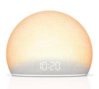 DOUMOSH Réveil Lumineux Sunrise, Machine à Bruits Blancs pour Chambre | Lumière d’Aube Naturelle avec Sons Doux, 20 Sons Relaxants, Affichage Réglable, Design sans Écran