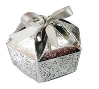 Dounia Mariage Boite à gâteau Octogonal Argenté 25 Pcs