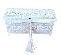 Dounia Mariage Boite gâteau en forme coffret avec pompon Blanc argente x25