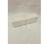 Dounia Mariage Boite gâteau en Forme Coffret long avec Pompon Blanc Argente x 25