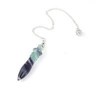 DOUPE Décoration de Cristaux de guérison Crystal Naturel Cristal Cristal Quartz Pendulum Pendentif Amethystes Lapis Lazuli Reiki Pierre Pendule Pendule Divination Bijoux (Metal Color : Fluorite A)