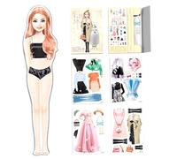 Doupée Dress Up Sticker Book avec Plusieurs vêtements de Fantaisie Autocollants Princesse Habillage Paper Doll Clothes Voyage