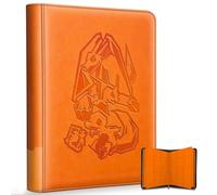 Douper Album de collection pour cartes Pokémon, 9 pochettes, capacité de 540 cartes, avec 30 pages, fermeture éclair, classeur pour collectionneurs et enfants, rouge orange