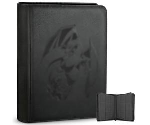 Douper Toploader Binder, Oversized 9 Pocket 252 Top loaders Holder with Side-Loading Sleeves for Trading Cards in 3" x 4" Toploader (Black)