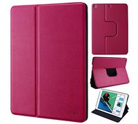 doupi Flip Cover pour iPad 2 3 4, Smart Coque de Protection avec Fonction Sleep/Wake Up Protecteur Housse Étui à Rabat Magnétique Style Livre avec Support, Rouge Rose