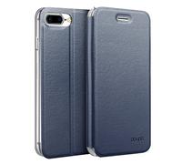 doupi Flip Cover pour iPhone 7 Plus / 8 Plus (5,5 Pouces), Étui à Rabat Magnétique Coque Style Livre Protection Housse avec Support, Bleu foncé