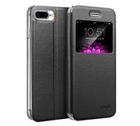 doupi Flip Cover pour iPhone 8 Plus / 7 Plus (5,5 Pouces), Étui à Rabat Magnétique Coque Style Livre Protection Housse avec Support, Noir