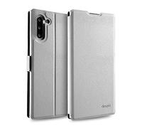 doupi Flip Cover pour Samsung Galaxy Note 10, Étui à Rabat Magnétique Coque Style Livre Protection Housse avec Support, Blanc