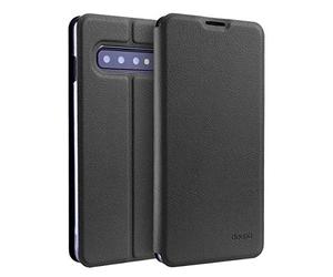 doupi Flip Cover pour Samsung Galaxy S10, Étui à Rabat Magnétique Coque Style Livre Protection Housse avec Support, Noir