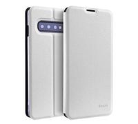 doupi Flip Cover pour Samsung Galaxy S10 Plus, Étui à Rabat Magnétique Coque Style Livre Protection Housse avec Support, Blanc