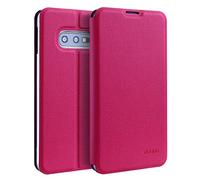 doupi Flip Cover pour Samsung Galaxy S10e, Étui à Rabat Magnétique Coque Style Livre Protection Housse avec Support, Rouge Rose