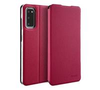 doupi Flip Cover pour Samsung Galaxy S20, Étui à Rabat Magnétique Coque Style Livre Protection Housse avec Support, Rouge Rose