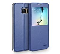 doupi Flip Cover pour Samsung Galaxy S6 Edge, Étui à Rabat Magnétique Coque Style Livre Protection Housse avec Support, Bleu foncé
