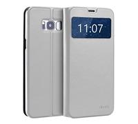doupi Flip Cover pour Samsung Galaxy S8 Plus, Étui à Rabat Magnétique Coque Style Livre Protection Housse avec Support, Blanc