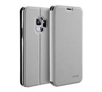 doupi Flip Cover pour Samsung Galaxy S9, Étui à Rabat Magnétique Coque Style Livre Protection Housse avec Support, Blanc