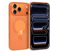 doupi pour iPhone 17 Pro Coque Compatible MagSafe, Étui Téléphone Magnétique Ultra Fin, Coque Protectrice Mate Semi-Transparente avec Protection Caméra, Étui Magnétique Super Slim, Orange