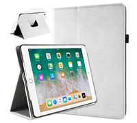 doupi Rotatif Housse pour iPad 2017/2018, Deluxe 360 Degrés Smart Coque de Protection Simili Cuir Coque Cover et Case, Blanc