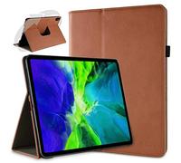 doupi Rotatif Housse pour iPad Pro 11 Pouces 2020, 2021, Deluxe 360 Degrés Smart Coque de Protection Simili Cuir Coque Cover et Case, Brun