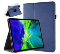 doupi Rotatif Housse pour iPad Pro 11 Pouces 2020, 2021, Deluxe 360 Degrés Smart Coque de Protection Simili Cuir Coque Cover et Case, Bleu