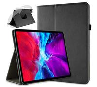 doupi Rotatif Housse pour iPad Pro 12,9 Pouces 2020, 2021, Deluxe 360 Degrés Smart Coque de Protection Simili Cuir Coque Cover et Case, Noir