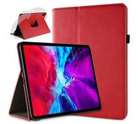 doupi Rotatif Housse pour iPad Pro 12,9 Pouces 2020, 2021, Deluxe 360 Degrés Smart Coque de Protection Simili Cuir Coque Cover et Case, Rouge