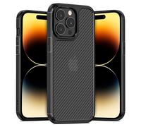 doupi Ultra Hybrid Case Compatible avec iPhone 14 Pro (6,1 Pouces), Coque de téléphone Portable Aspect Fibre de Carbone, Noir