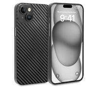 doupi Ultra Slim Coque Compatible avec iPhone 15 (6,1 Pouces), Carbon Fiber Look Optique de Fibre de Carbone Ultra Mince Cover Housse de Protection, Noir