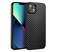doupi UltraSlim Coque Compatible avec iPhone 13 (6,1 Pouces), Carbon Fiber Look Optique de Fibre de Carbone Ultra Mince et Ultra léger Bumper Cover Housse de Protection, Noir