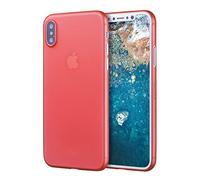 doupi UltraSlim Coque Compatible avec iPhone X (iPhone 10) [ Chargeur sans Fil Pris en Charge ], Fin Mat Ultra Mince et Ultra léger Bumper Cover Housse de Protection, Rouge