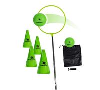 DoUPlay Jeux Bamzball, pour Jardin, Plage et hayon, Jeu Actif pour 4 à 12 Joueurs, Enfants, Adolescents et Adultes, Jeu sur Le thème du Sorcier de Basket-Ball, 2 balles, Perche, Anneau, 4 cônes et